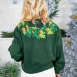 Queen of Sparkles Wreath Around Neck Green Sweater