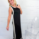Quick Black + Ecru Sleeveless Maxi Dress Entro