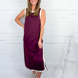 Quick Merlot + Ecru Sleeveless Maxi Dress Entro