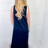 Quick Navy + White Sleeveless Maxi Dress Entro