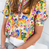 Quick Yellow Iris Mix Floral Top GIGIO 