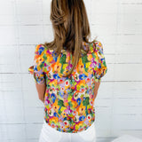 Quick Yellow Iris Mix Floral Top GIGIO 