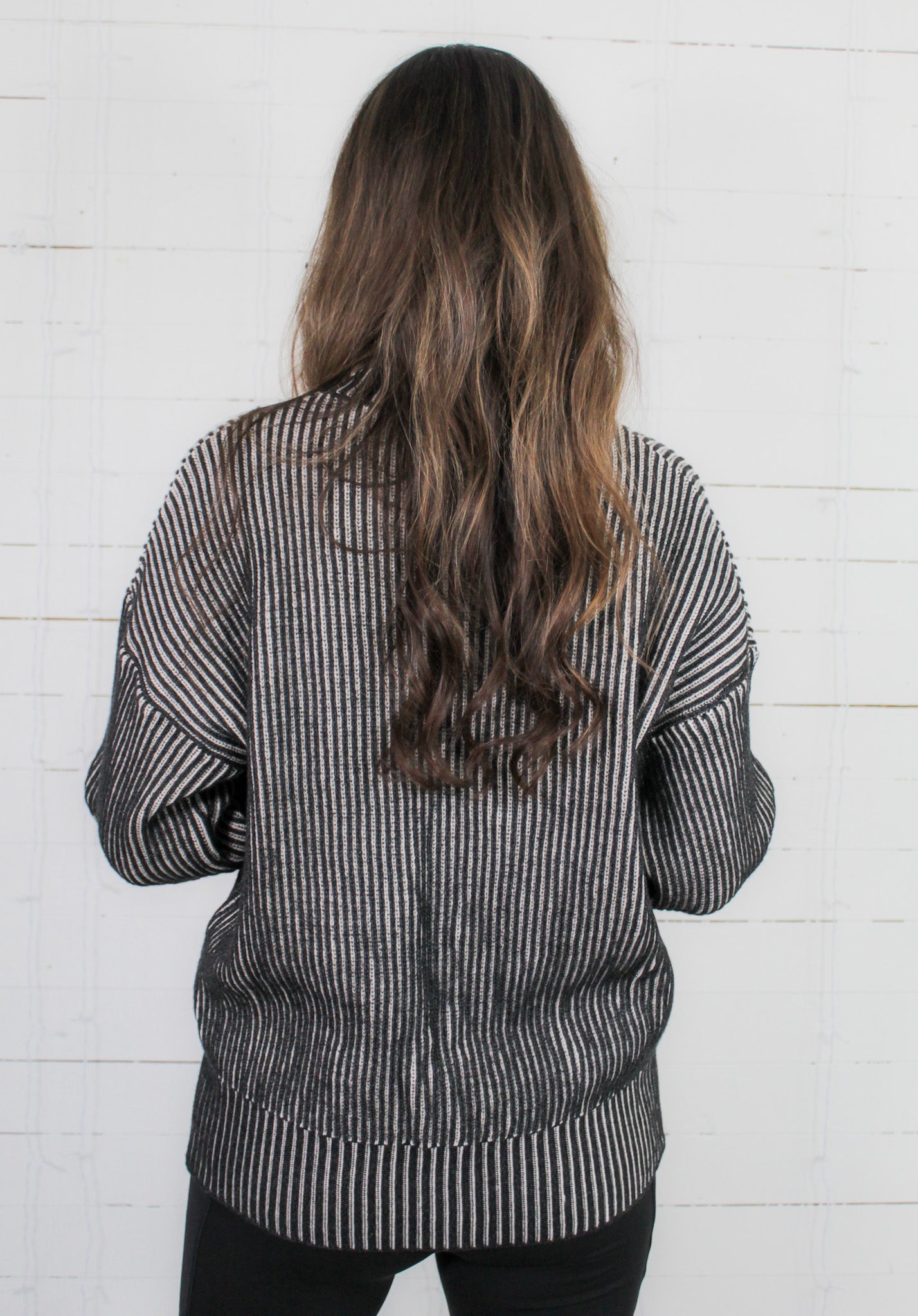 Quincy Black + White Ribbed Sweater Elan