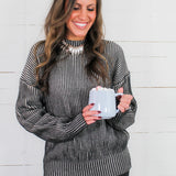 Quincy Black + White Ribbed Sweater Elan