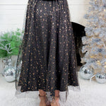 Quinn Black Tullle + Gold Star Maxi Skirt 