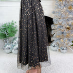 Quinn Black Tullle + Gold Star Maxi Skirt 