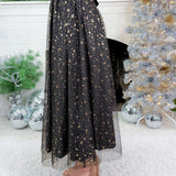 Quinn Black Tullle + Gold Star Maxi Skirt 