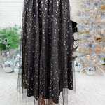Quinn Black Tullle + Gold Star Maxi Skirt 