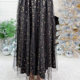 Quinn Black Tullle + Gold Star Maxi Skirt 