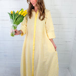 Quinn Lemon Gingham A-Line Maxi Dress Entro