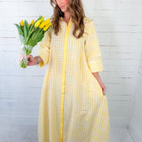 Quinn Lemon Gingham A-Line Maxi Dress Entro