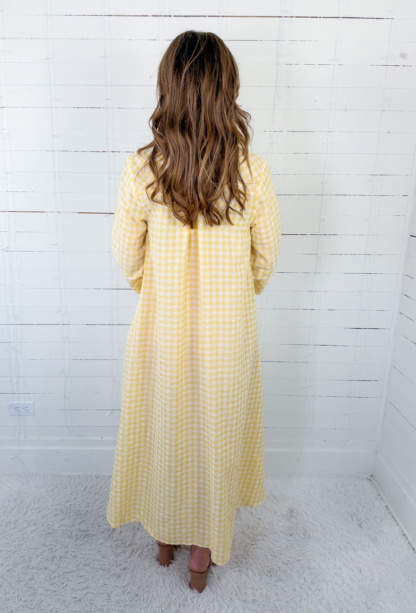 Quinn Lemon Gingham A-Line Maxi Dress Entro