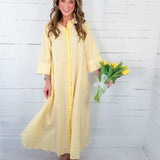 Quinn Lemon Gingham A-Line Maxi Dress Entro