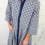 Quinn Navy Gingham A-Line Maxi Dress Entro