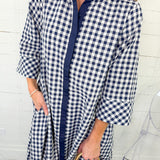 Quinn Navy Gingham A-Line Maxi Dress Entro