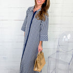 Quinn Navy Gingham A-Line Maxi Dress Entro