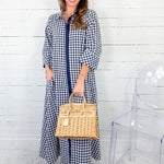 Quinn Navy Gingham A-Line Maxi Dress Entro