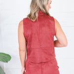 Quinn Burgundy Faux Suede Mock Neck Top House of Harlow 1960