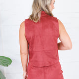 Quinn Burgundy Faux Suede Mock Neck Top House of Harlow 1960