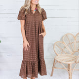 Evelyn Cocoa Eyelet Maxi Dress