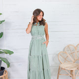 Peggy Green Gingham Tiered Maxi Dress