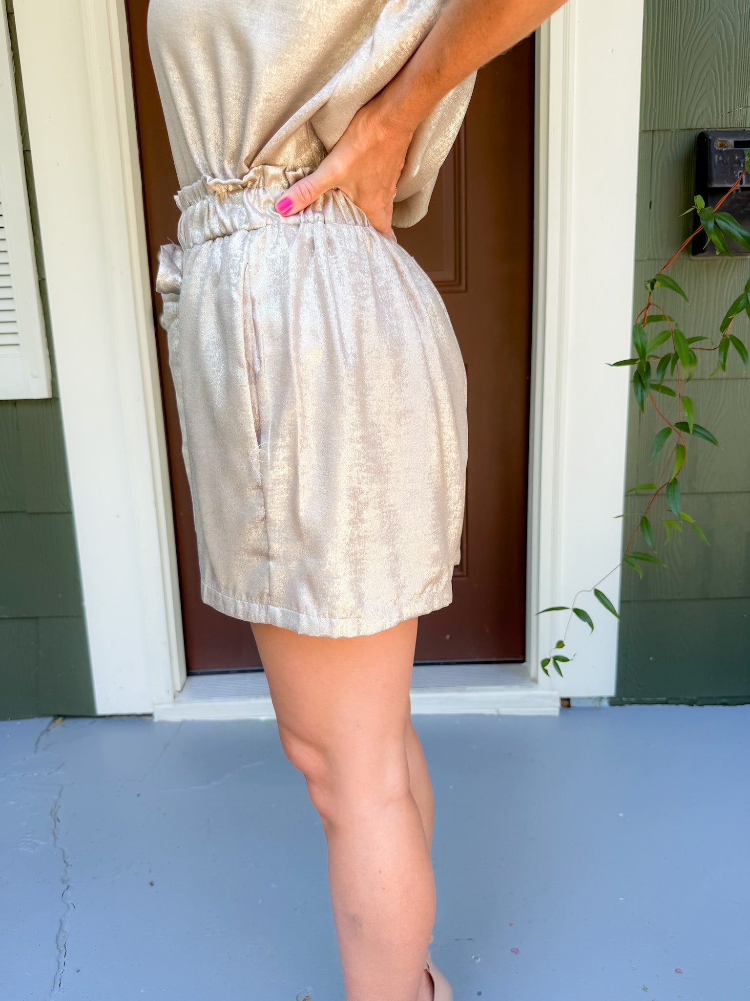 Raiford Gold Shimmer Shorts Molly Bracken