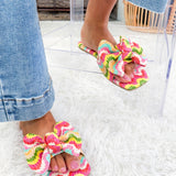 Rainbow Raffia Slide Sandals