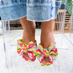 Rainbow Raffia Slide Sandals