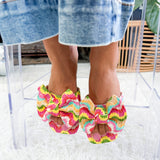 Rainbow Raffia Slide Sandals