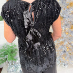 Ramona Black Sequin Bow Back Top