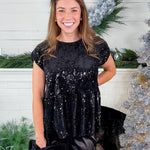 Ramona Black Sequin Bow Back Top