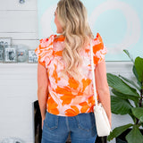 Ramona Floral Split Neck Ruffle Top