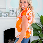 Ramona Floral Split Neck Ruffle Top