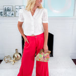 Randall Ivory Eyelet Button Top