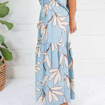 Randolph Blue Leaf Smocked Maxi Skirt Karlie