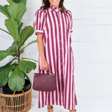 Reba Plum + Pink Cabana Stripe Maxi Dress Entro