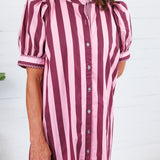 Reba Plum + Pink Cabana Stripe Maxi Dress Entro