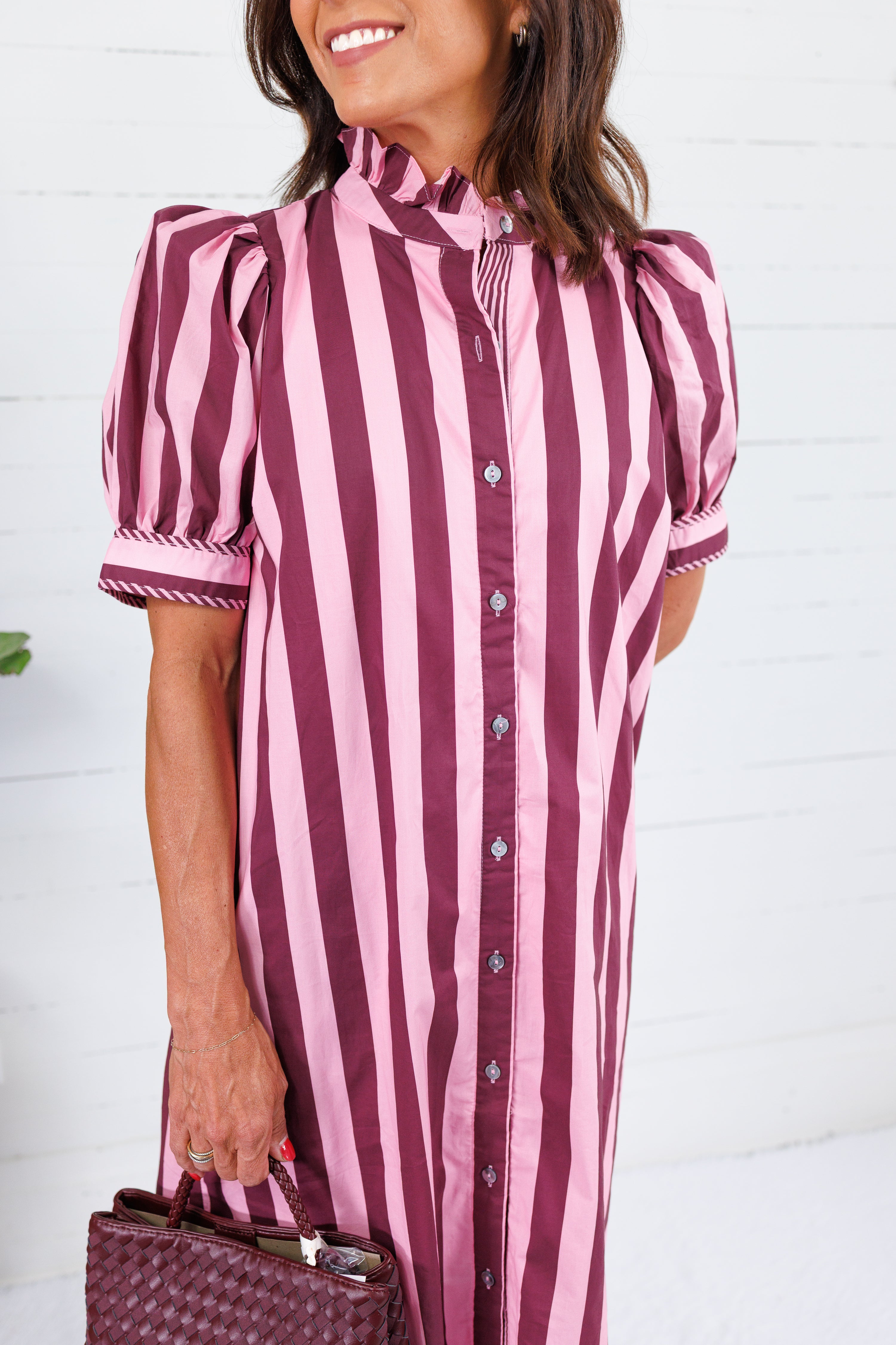 Reba Plum + Pink Cabana Stripe Maxi Dress Entro