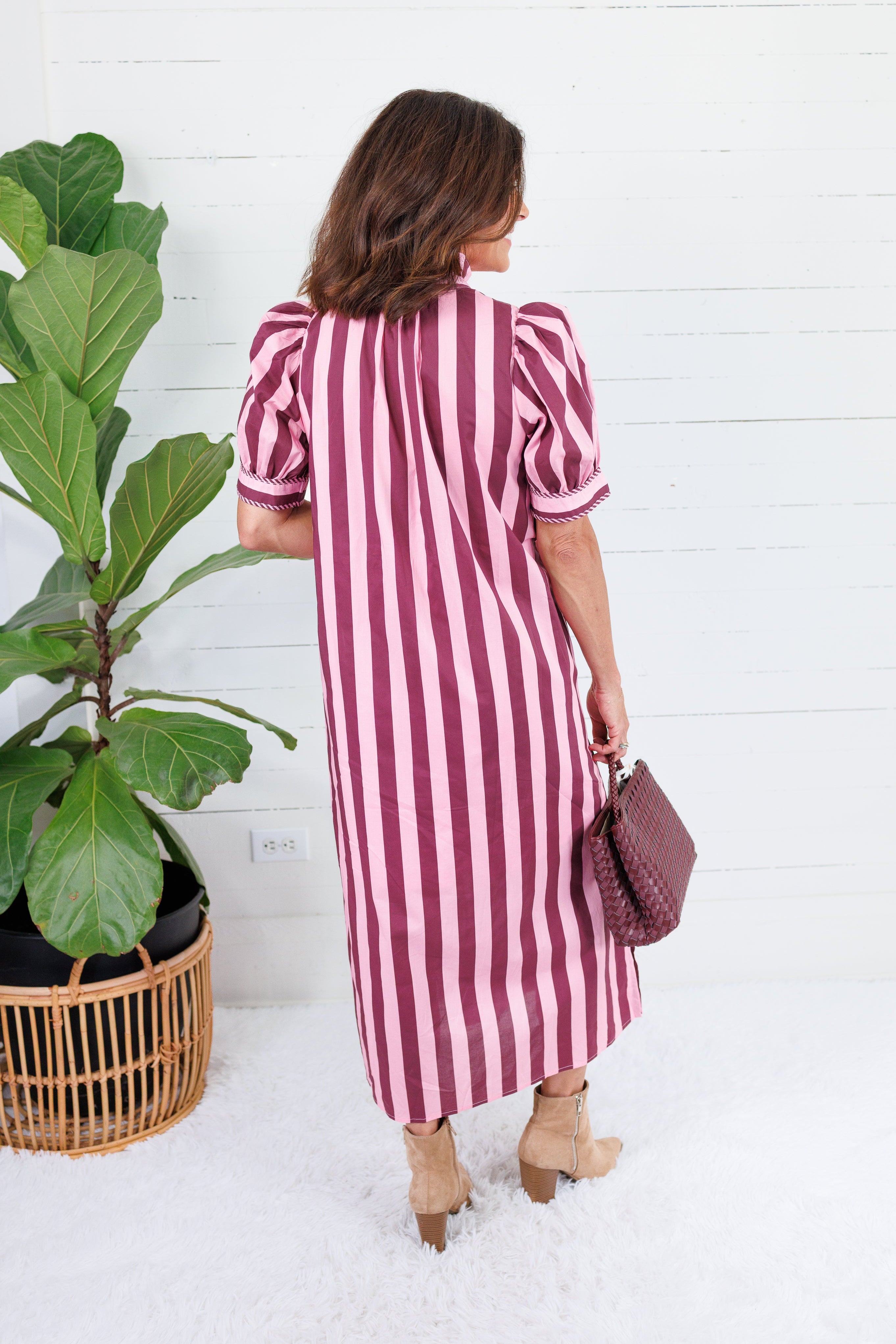 Reba Plum + Pink Cabana Stripe Maxi Dress Entro