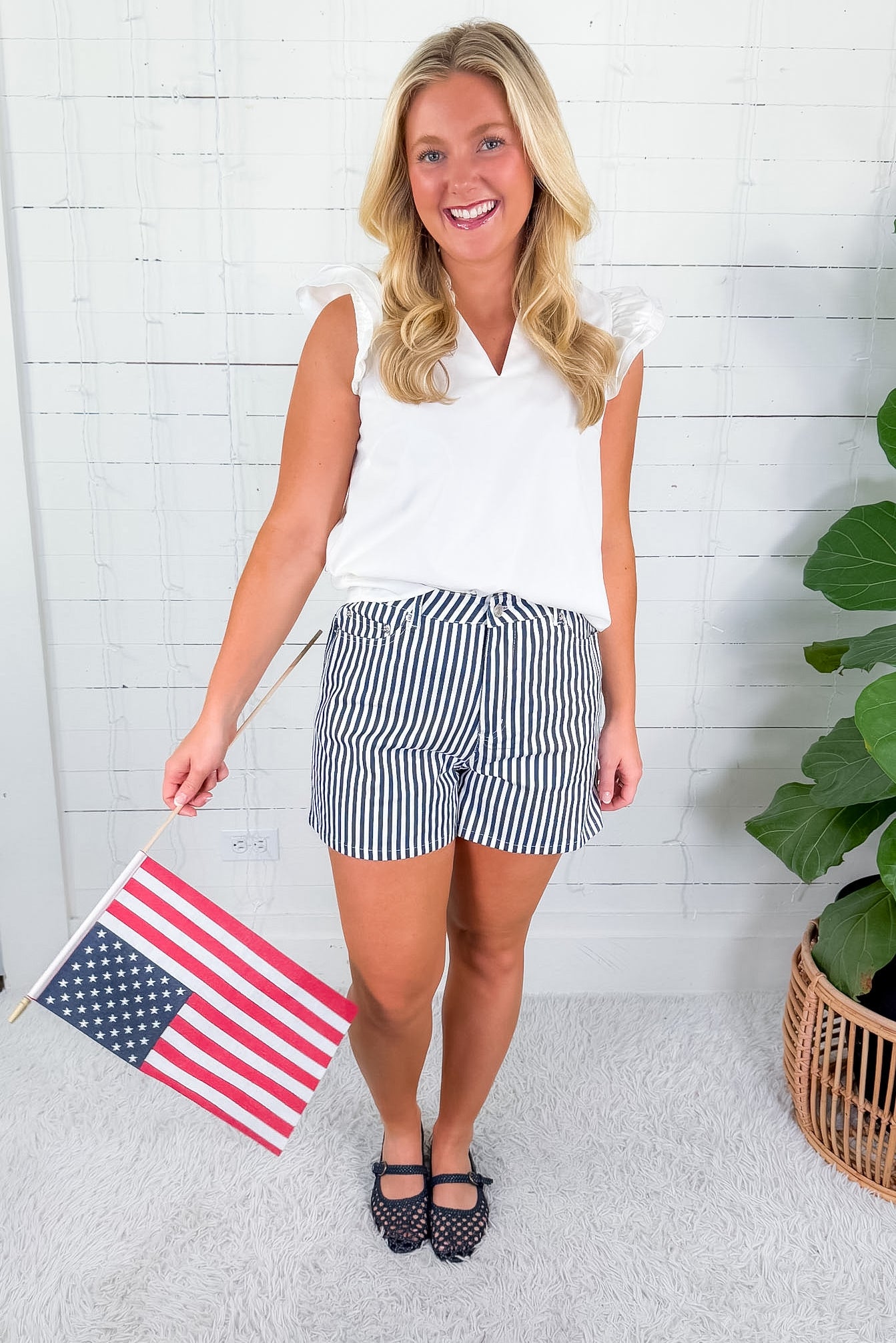 Rebel Navy + White Stripe Shorts Entro