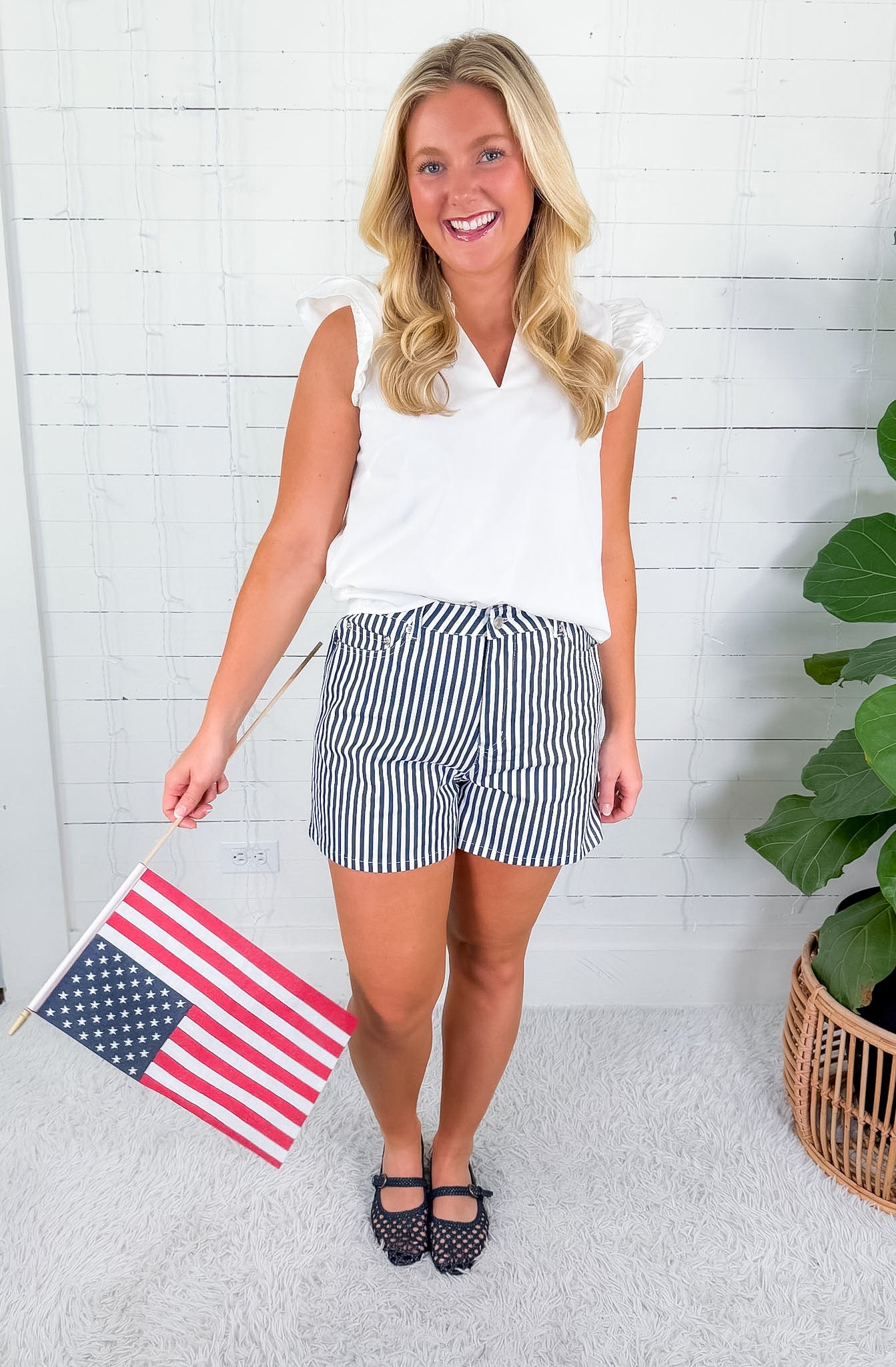 Rebel Navy + White Stripe Shorts Entro