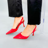 Red Patent Slingback Kitten Heel Shoe