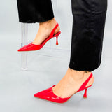 Red Patent Slingback Kitten Heel Shoe