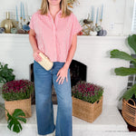 Red Stripe Boxy Collar Top Karlie