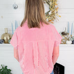Red Stripe Boxy Collar Top Karlie