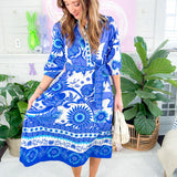 Remi Blue Porcelain Maxi Dress Maude Vivante