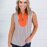 Rhett Orange + Navy Stripe Top Entro