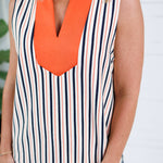Rhett Orange + Navy Stripe Top Entro