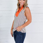 Rhett Orange + Navy Stripe Top Entro