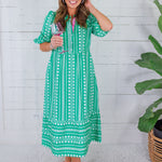 Riley Heritage Stitch Green Maxi Dress Mary Square